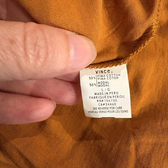 Vince lightweight cotton short sleeve tshirt top sz L ochre yellow - Picture 4 of 4